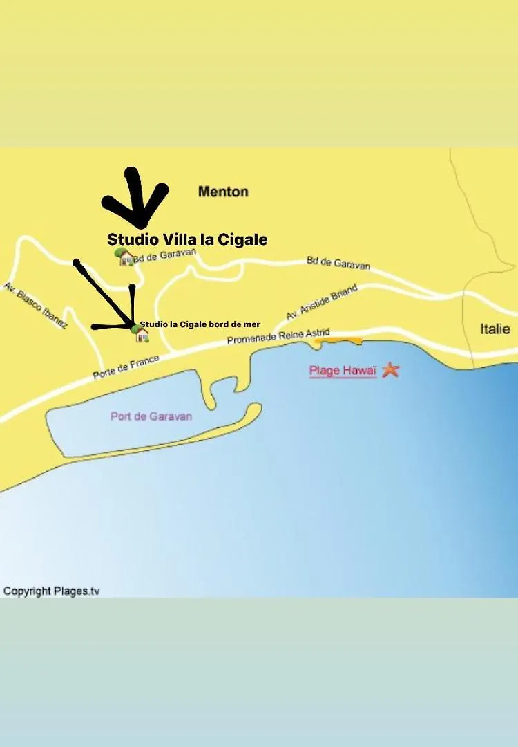 Апартаменты Studio La Cigale Bord De Mer Ментона Франция